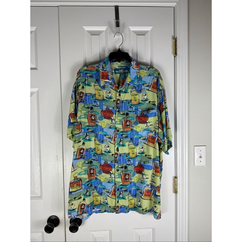 BigāDogs Mens Margarita Tequila Bottle Print Button Front Shirt Size Large